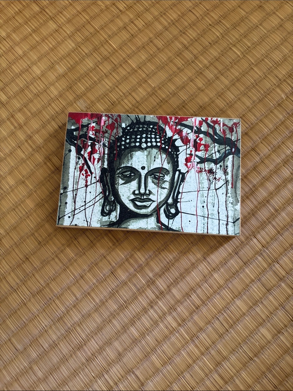 Buddha Wall Art Canvas in Black, White & Red - Meditation Home Art
